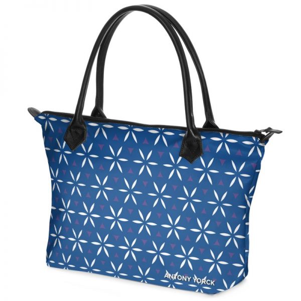 antony yorck shopper tasche vivalifa floral pattern print style white blue 138434 02