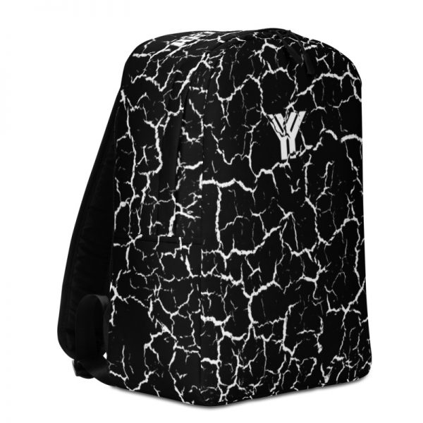 antony yorck rucksack craquelee schwarz logo weiss extra fach laptop notebook 15 zoll plus geheimfach wasserfest ansicht linke Seite
