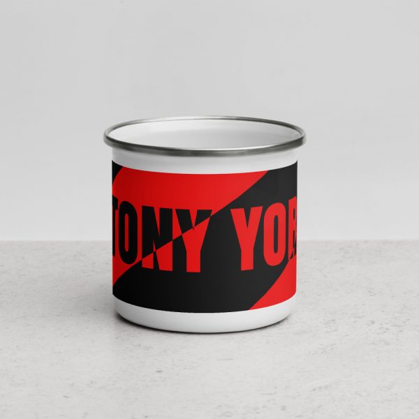 Antony Yorck • Emaille Becher YY brand black red stripes • Collection OBVIOUS 3 antony yorck enamel mug outdoor obvious stripes red black 0001