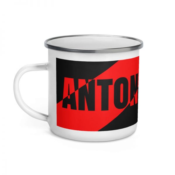 Antony Yorck • Emaille Becher YY brand black red stripes • Collection OBVIOUS 2 antony yorck enamel mug outdoor obvious stripes red black 0004