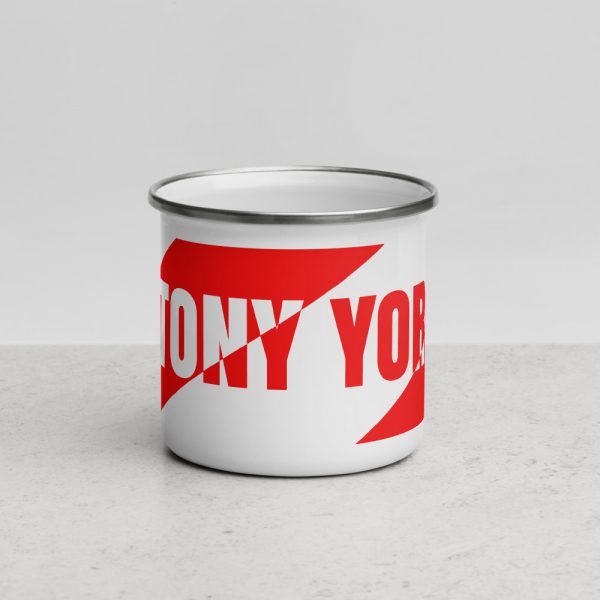 Antony Yorck • Emaille Becher YY brand red stripes • Collection OBVIOUS 3 antony yorck enamel mug outdoor obvious stripes red white 0006