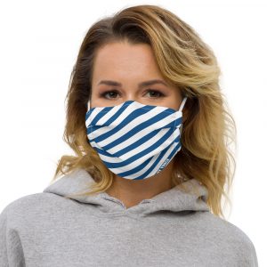 Antony Yorck Online Shop Microfaser Designer Gesichtsmaske blau weiss gestreift Mund-Nasen-Maske anpassbar an Nase verstellbare Ohrschlaufen 0007