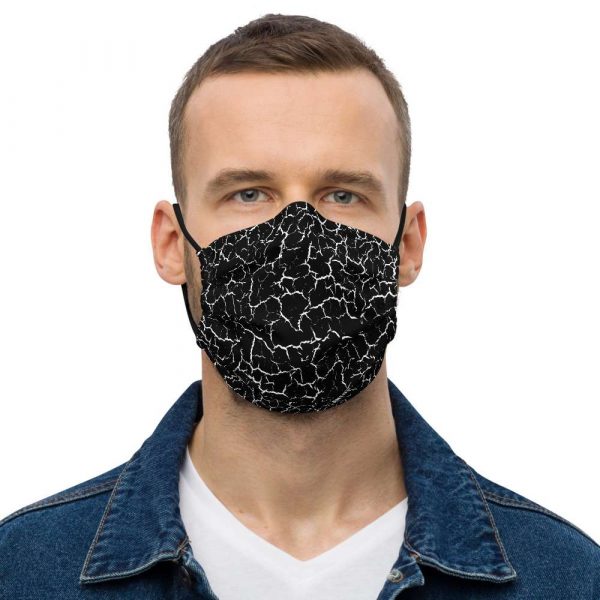 Antony Yorck Microfaser Designer Gesichtsmaske Craquelee schwarz Mund-Nasen-Maske anpassbar an Nase verstellbare Ohrschlaufen 0004
