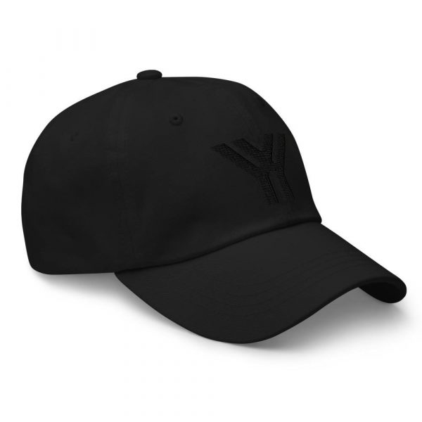 dad cap strapback cap black yy black low profile curved visor side view right