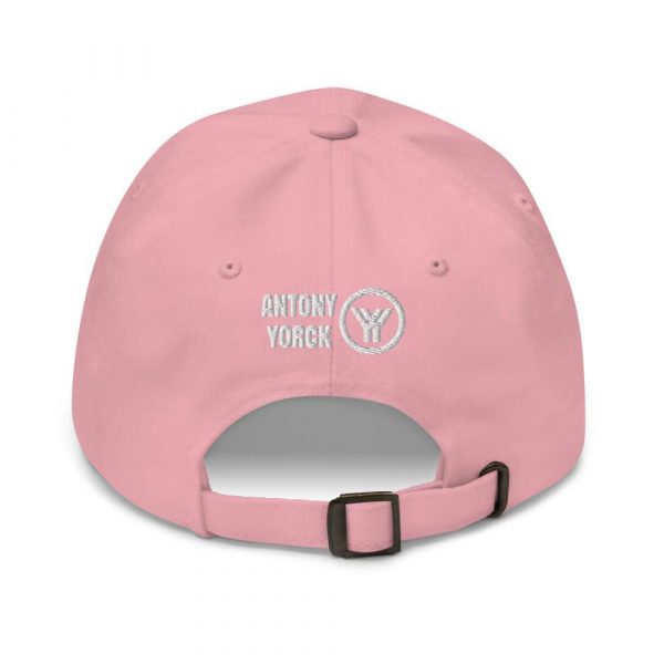 dad cap strapback cap pink yy white low profile curved visor back view