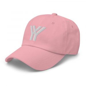 dad cap strapback cap pink yy white low profile curved visor side view left