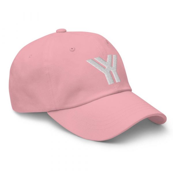 dad cap strapback cap pink yy white low profile curved visor side view right