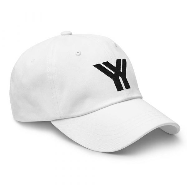dad cap strapback white yy black low profile curved visor side view right