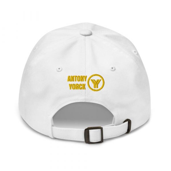 dad cap strapback cap white yy gold low profile curved visor back view