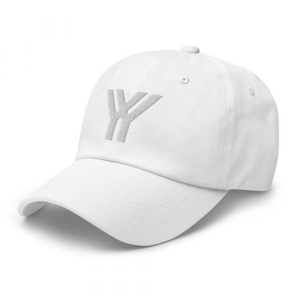 dad cap strapback cap white yy white low profile curved visor side view