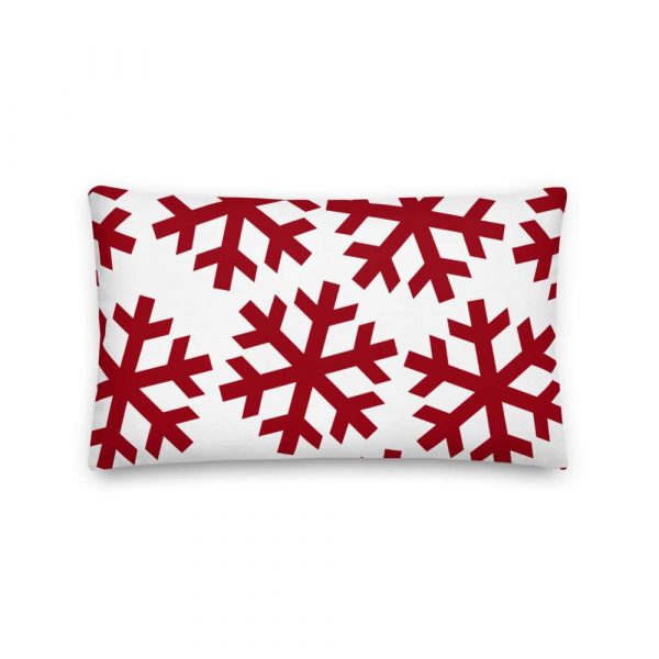 Weihnachten Designer Kissen Weiß Schneeflocke Rot 3 mockup 698a5a06