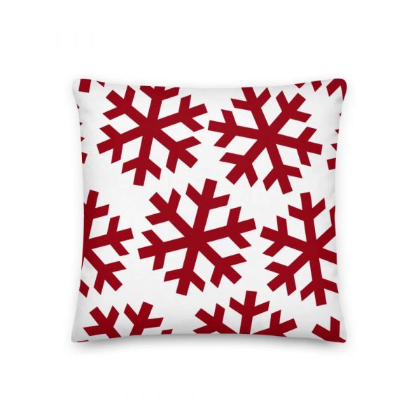 Weihnachten Designer Kissen Weiß Schneeflocke Rot 1 mockup bf7c41ef