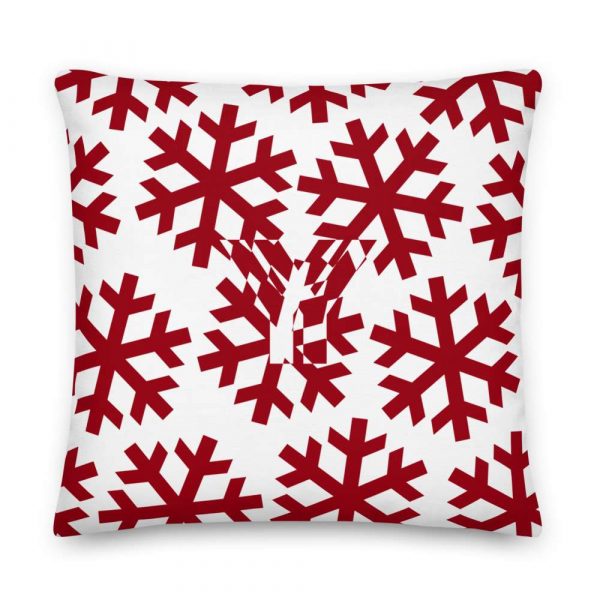 Weihnachten Designer Kissen Weiß Schneeflocke Rot 4 mockup fa89ce2c