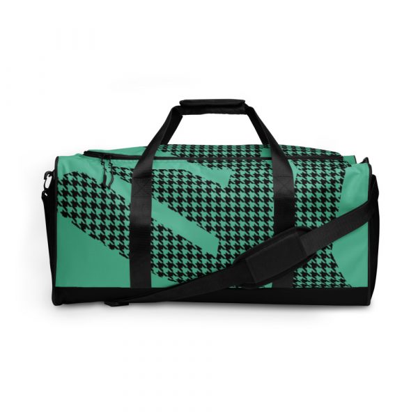 Sports Bag Training Bag Houndstooth Logo Brand Fresh Mint Black 2 all over print duffle bag white front 60565ca60a203