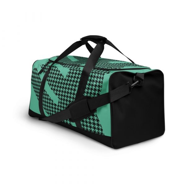 Sports Bag Training Bag Houndstooth Logo Brand Fresh Mint Black 4 all over print duffle bag white left front 60565ca60a2f9