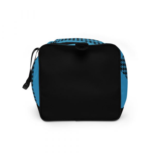 Gym Bag Training Bag Houndstooth Logo Brand Aqua Blue Black 6 all over print duffle bag white left side 6056546977768