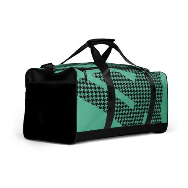 Sports Bag Training Bag Houndstooth Logo Brand Fresh Mint Black 3 all over print duffle bag white right front 60565ca60a279
