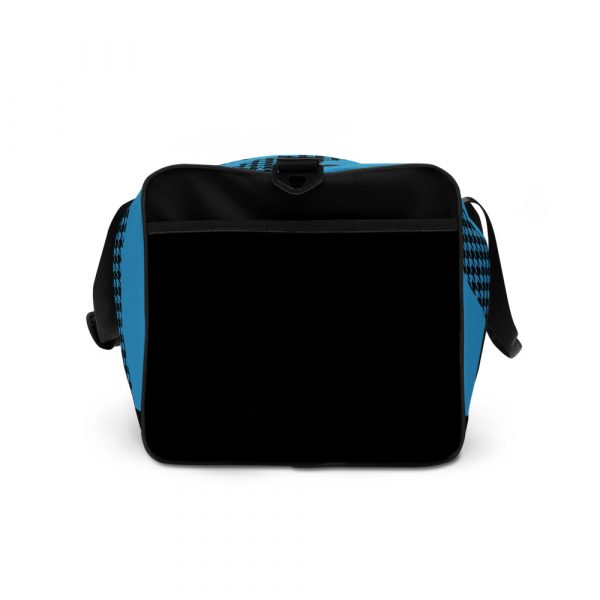 Gym Bag Training Bag Houndstooth Logo Brand Aqua Blue Black 5 all over print duffle bag white right side 60565469776af