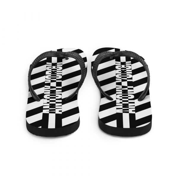 Designer t-bar Sandals Black and White Striped 3 sublimation flip flops white back 60bf4f72924c1