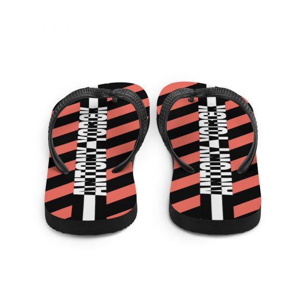Designer t-bar Sandals Black Coral Striped 3 sublimation flip flops white back 60bf5111c60a2