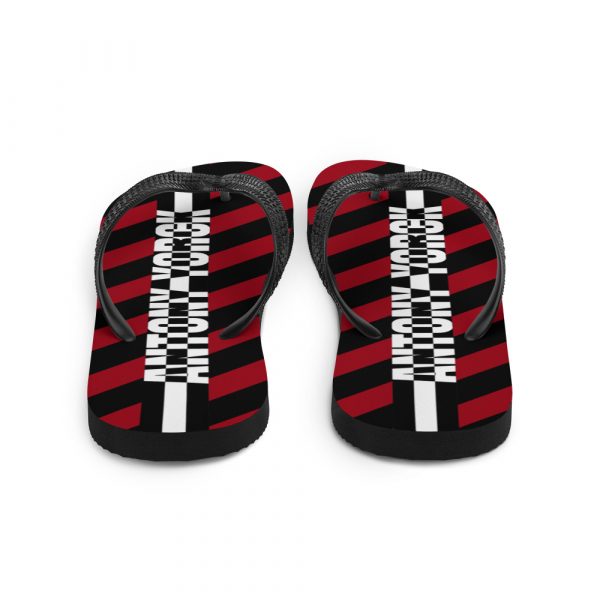 Designer t-bar Sandals Black Red Striped 4 sublimation flip flops white back 60bf5287df8dd
