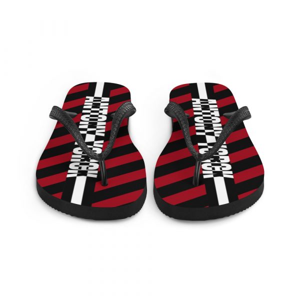 Designer t-bar Sandals Black Red Striped 5 sublimation flip flops white front 60bf5287df981