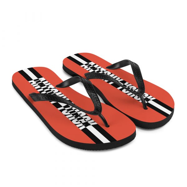 Designer t-bar Sandals by ANTONY YORCK 8 sublimation flip flops white front right 60bf31ae67e08