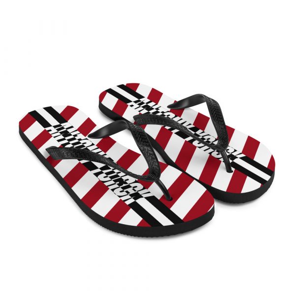 Designer t-bar Sandals White Red Striped 8 sublimation flip flops white front right 60bf530f43603