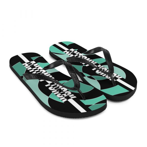 Designer t-bar Sandals Ocean 8 sublimation flip flops white front right 60bf560deab81