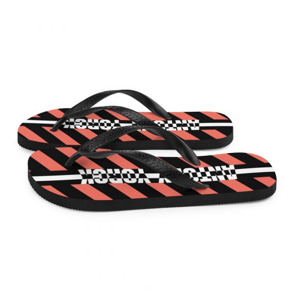 Designer t-bar Sandals Black Coral Striped 5 sublimation flip flops white left 60bf5111c6153