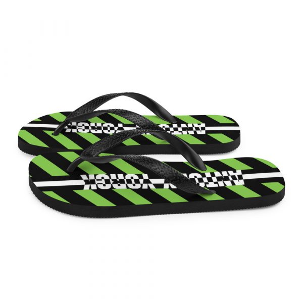 Designer t-bar Sandals Black Green Striped 6 sublimation flip flops white left 60bf521f6b370