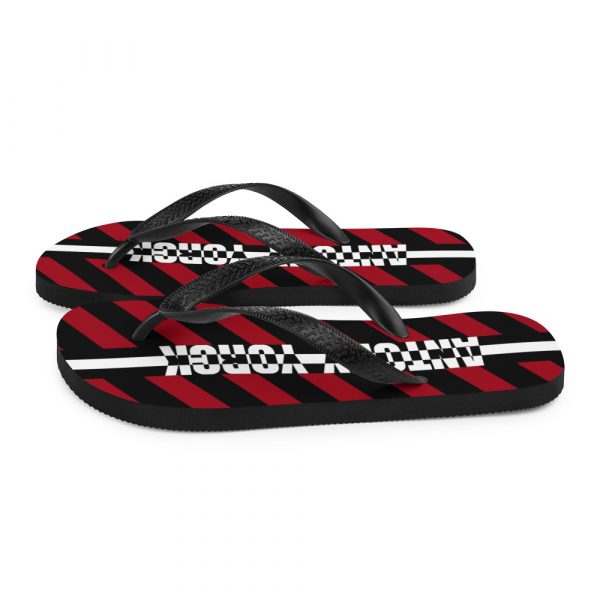 Designer t-bar Sandals Black Red Striped 6 sublimation flip flops white left 60bf5287dfa10