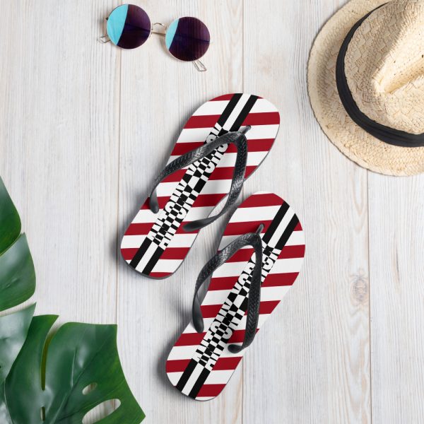 Designer t-bar Sandals White Red Striped 6 sublimation flip flops white lifestyle 1 60bf530f433e8
