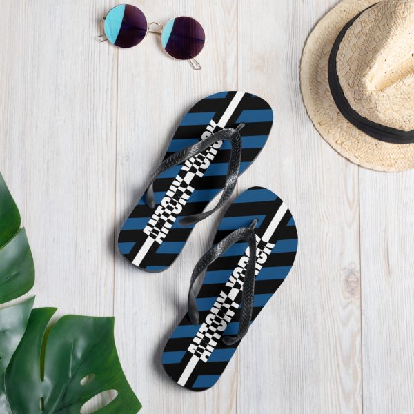 Designer t-bar Sandals Black Blue Striped 6 sublimation flip flops white lifestyle 1 60bf537b4fc30