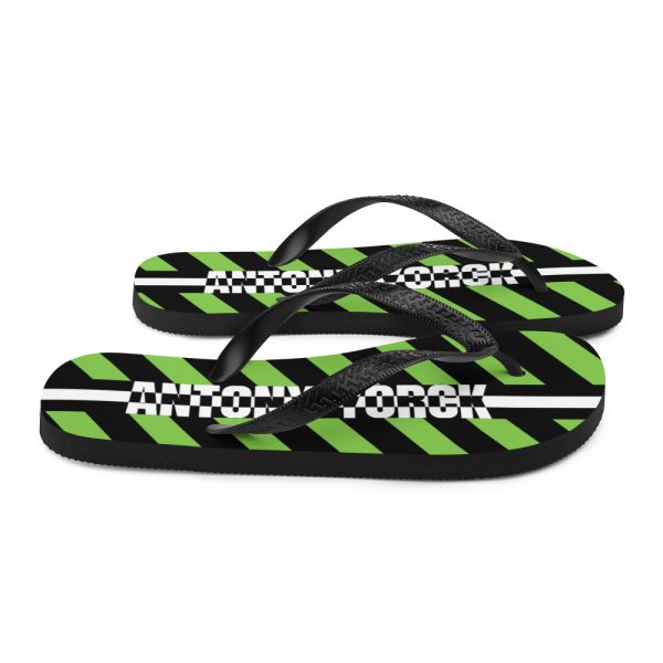 Designer t-bar Sandals Black Green Striped 7 sublimation flip flops white right 60bf521f6b410