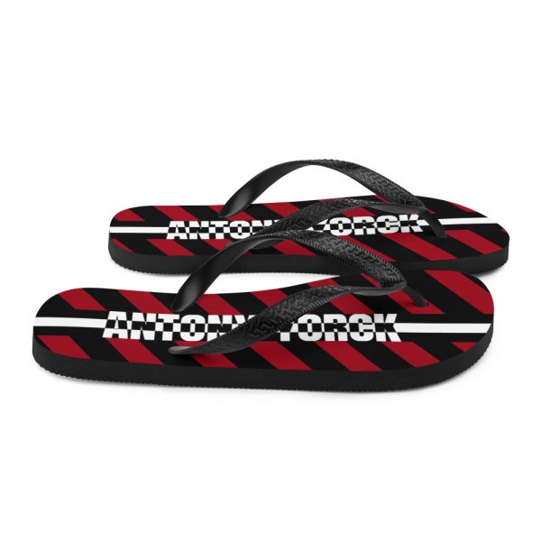 Designer t-bar Sandals Black Red Striped 7 sublimation flip flops white right 60bf5287dfaa7