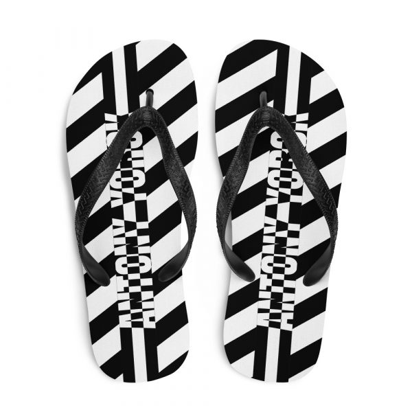 Designer t-bar Sandals Black and White Striped 1 sublimation flip flops white top 60bf4f7292345