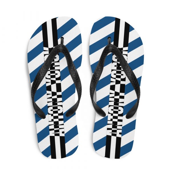 Designer t-bar Sandals White Blue Striped 1 sublimation flip flops white top 60bf50731528a