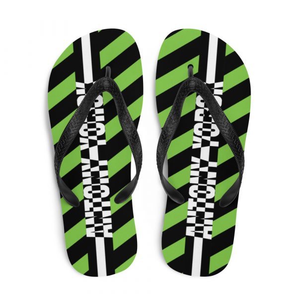 Designer t-bar Sandals Black Green Striped 1 sublimation flip flops white top 60bf521f6b079
