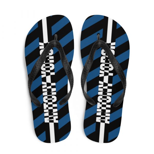 Designer t-bar Sandals Black Blue Striped 1 sublimation flip flops white top 60bf537b4fb0d