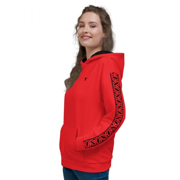 Damen Hoodie rot mit Galonstreifen in schwarz 1 all over print unisex hoodie white left 61129ae0ab91b