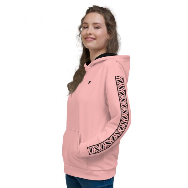 Damen Hoodie rosa mit Galonstreifen in schwarz 1 all over print unisex hoodie white left 61129f805e35c