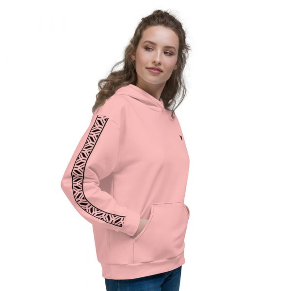 Damen Hoodie rosa mit Galonstreifen in schwarz 4 all over print unisex hoodie white right 61129f805e90c