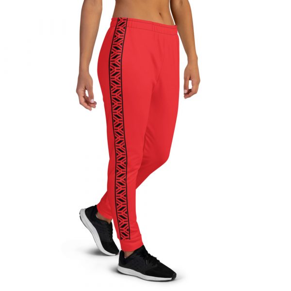 Damen Designer Jogginghose rot mit Galonstreifen in schwarz 1 all over print womens joggers white right 6110f841eb5c3
