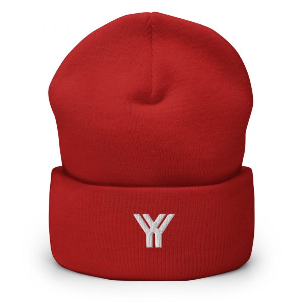Beanie Red Logo Brand YY in white 2 cuffed beanie red front 6125eec19d187