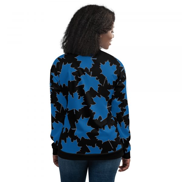 Ladies Sweat Jacket in Blouson Style Maple Leaf Sky Diver Blue Black 4 all over print unisex bomber jacket white back 632ab01166ad1