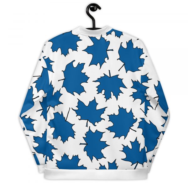 Damen Sweatjacke im Blouson Style Maple Leaf Skydiver Blue Weiß 2 all over print unisex bomber jacket white back 632ae53886fa1