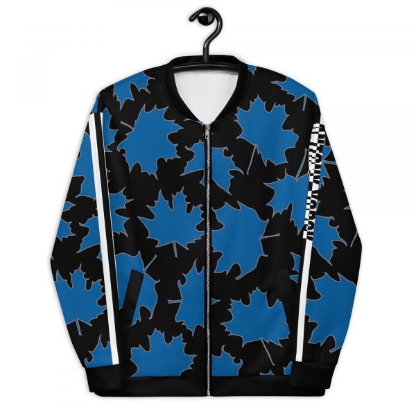 Damen Sweatjacke im Blouson Style Maple Leaf Schwarz Skydiver Blue 1 all over print unisex bomber jacket white front 632ab011659d5 1