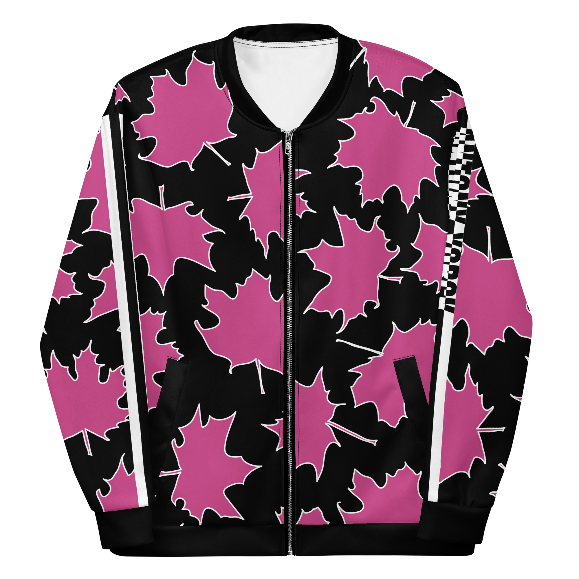 Ladies Sweat Jacket In Blouson Style Maple Leaf Fuchsia Fedora Black •  ANTONY YORCK Exclusive 4U