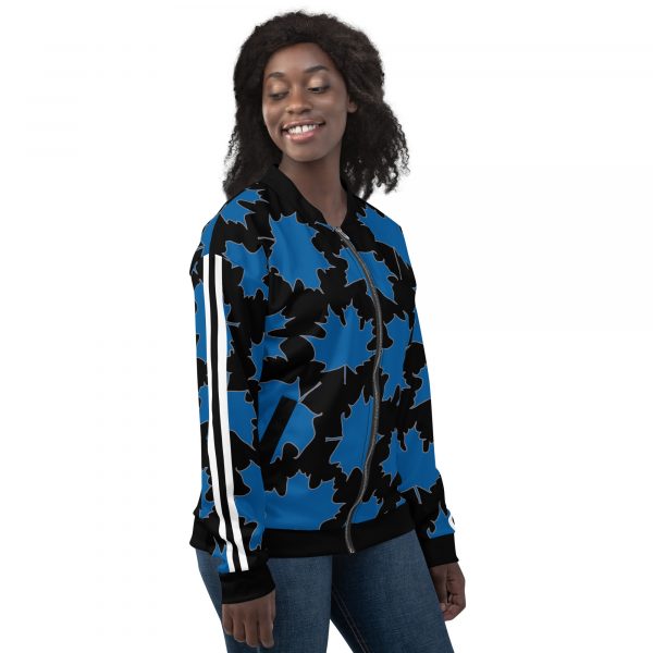 Ladies Sweat Jacket in Blouson Style Maple Leaf Sky Diver Blue Black 7 all over print unisex bomber jacket white right 632ab01167192